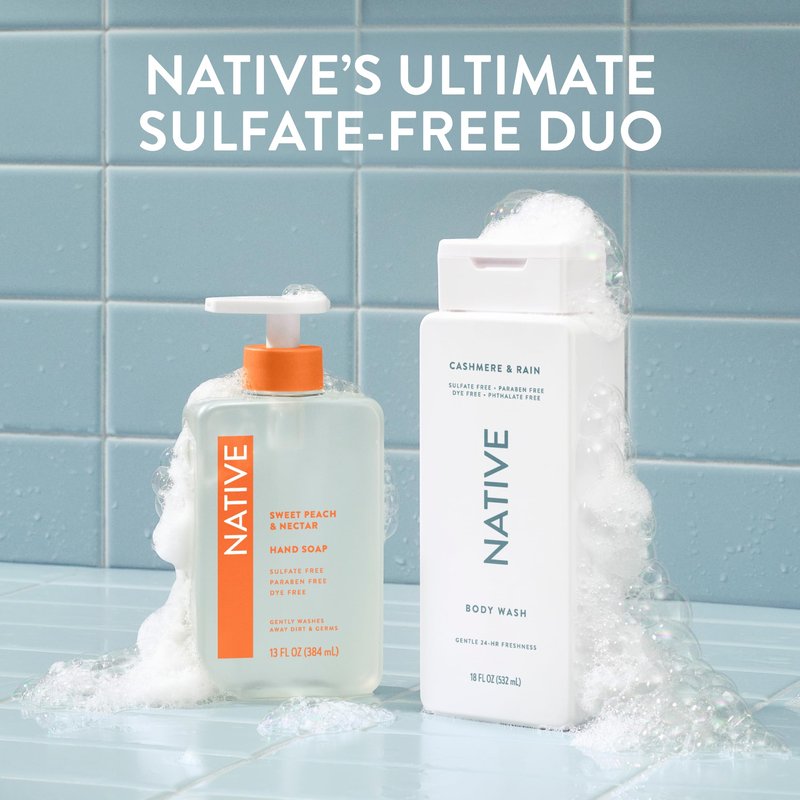 Native Body Wash for Women & Men, Cashmere & Rain, 36 oz Pump Bottle, Sulfate-Free & Gentle