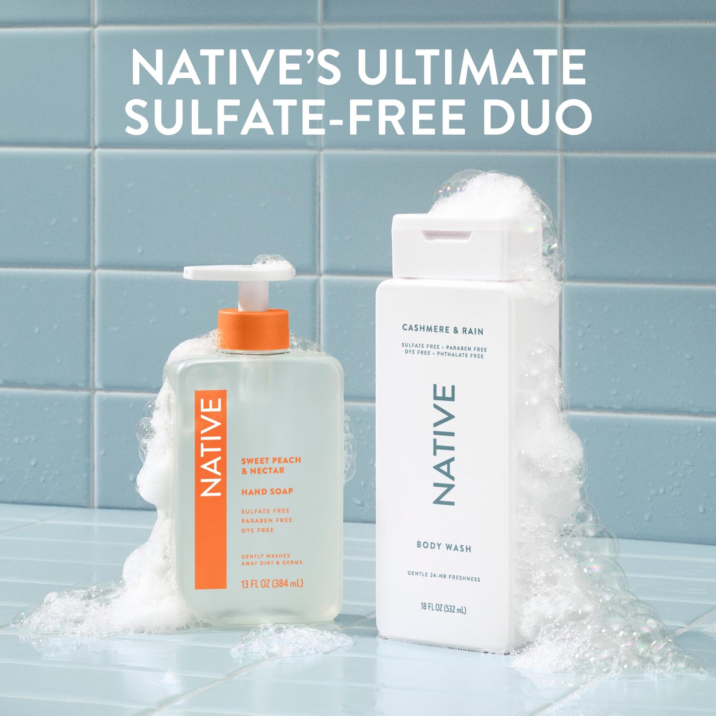 Native Body Wash for Women & Men, Cashmere & Rain, 36 oz Pump Bottle, Sulfate-Free & Gentle