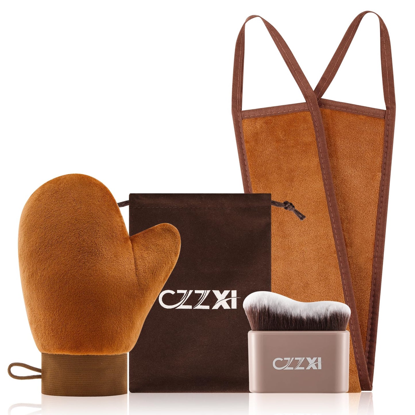 CZZXI - Tanning Mitt, Body Brush & Back Tanner Applicator Kit – Self-Tan Applicator for Body, Face & Hard-to-Reach Areas | Includes Storage Pouch