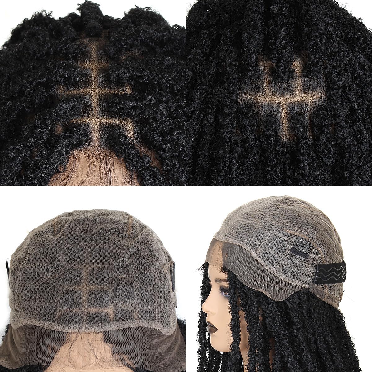 lounoke 18 inch Criss Cross Thick Butterfly Locs Wig Full Double Lace Knotless Popcorn Twist Locs Braided Wig for Women 3D Pop Butterfly Loc Twist Braids