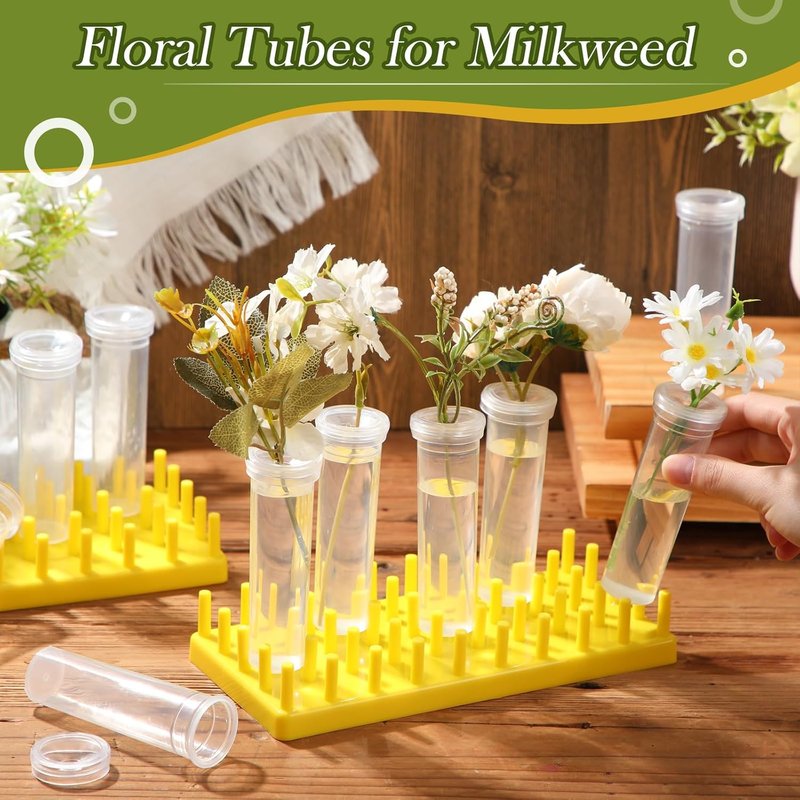 Hushee Floral Tubes - 100 Pcs 60ml Water Tubes for Milkweed Cuttings | 4.33 Inch for Flower Arrangements