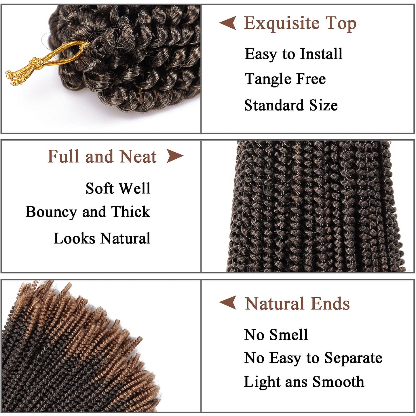 6 Packs Spring Twist Hair 14 Inch Spring Twist Crochet Hair Fluffy Spring Twist Synthetic Fiber Twist Crochet Braids Low Temperature Twist Crochet Hair for Women(T1B/27#)