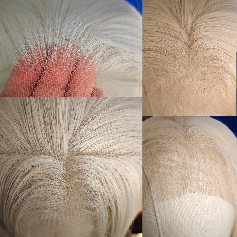 BLUPLE Platinum Blonde 13x3.5 Lace Front Wig Long Natural Wavy 60# Blonde Heat Resistant Synthetic Hair Replacement Full Wigs Middle Part for Women 22 Inch