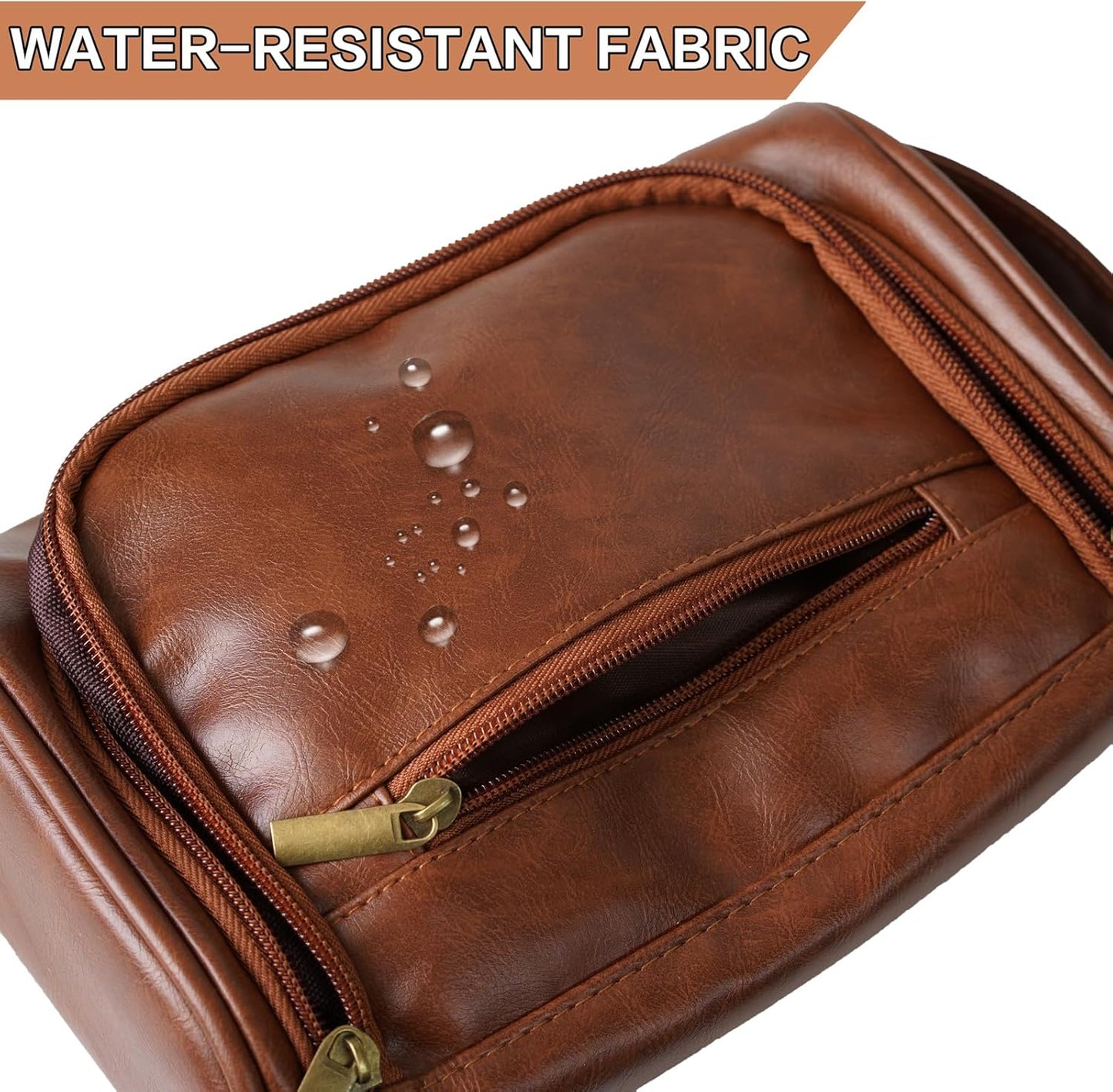 Travel Toiletries Bag for Men - Water-Resistant Dopp Kit | PU Leather Shaving Pouch Organizer, Multi-Compartment Design