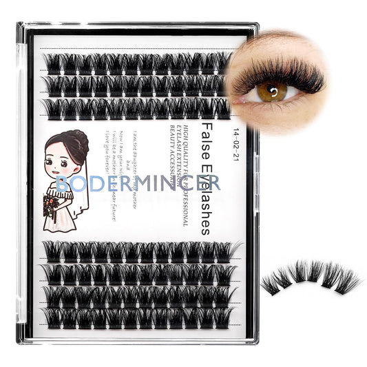 BODERMINCER Wispy Lash Clusters 84 PCS D Curl | Natural Fluffy DIY Eyelash Extensions Cluster Lashes | Lightweight Soft Volume False Lashes for Salon & Home Use (12MM)