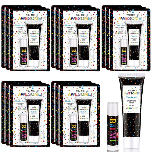 Dansib 30 Pack Employee Teacher Appreciation Gifts Bulk Lip Balm Hand Cream Teacher Employee Staff Team Thank You Gifts You're Awesome Volunteer Nurse Appreciation Party Favor for Women Men Coworker