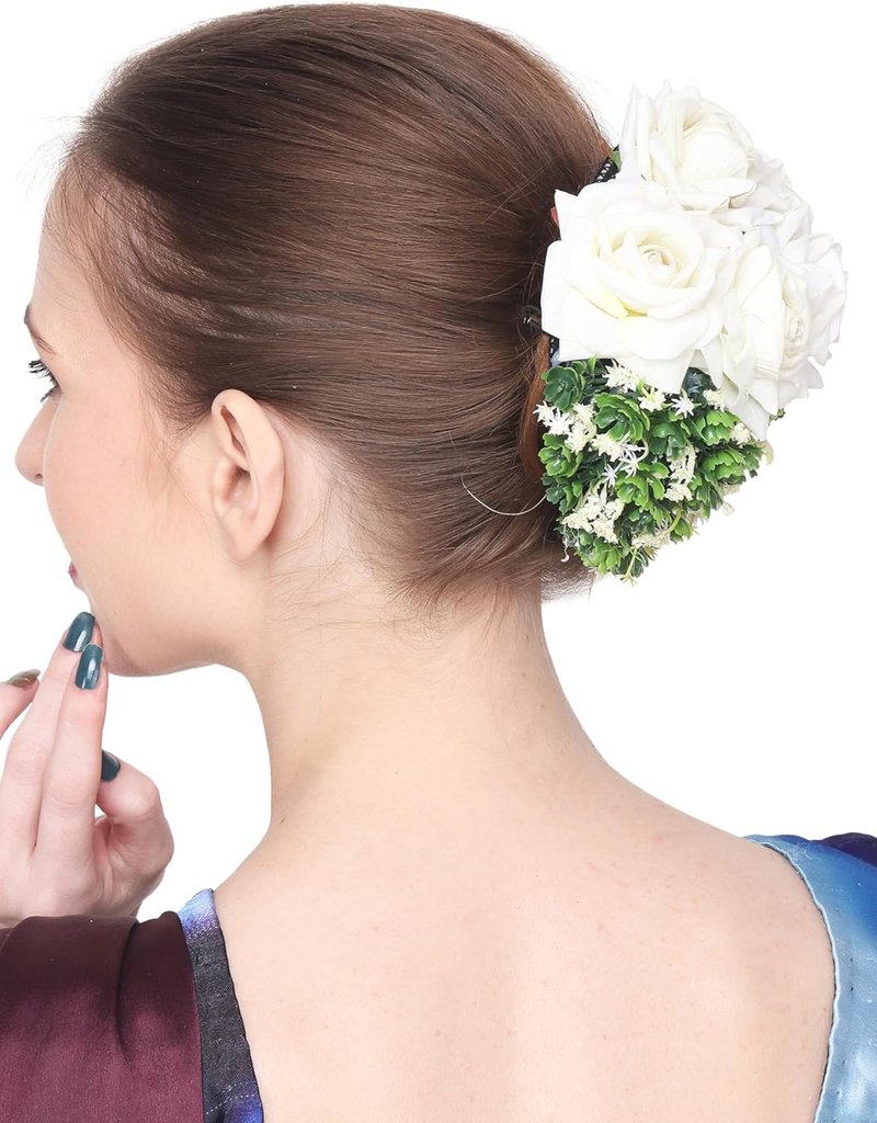 Artificial Blooming Flowers Hair Buns - Perfect for Weddings, Parties & Special Occasions