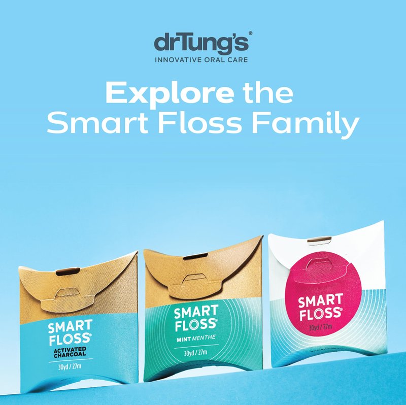 DrTung's Smart Floss - Natural Floss, PTFE & PFAS Free Floss, Gentle on Gums, Expands & Stretches, BPA Free Floss - Natural Dental Floss Cardamom Flavor (Pack of 6)