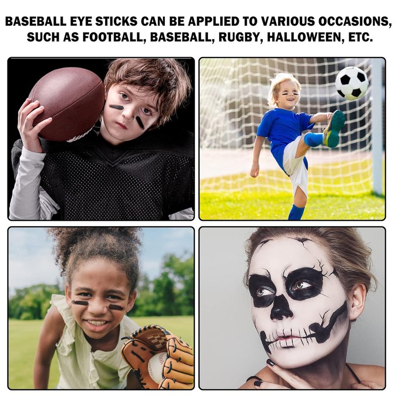 Eye Black Baseball Stick - 3Pcs Face Paint Kit for Athletes | Softball & Football Costume Accessories