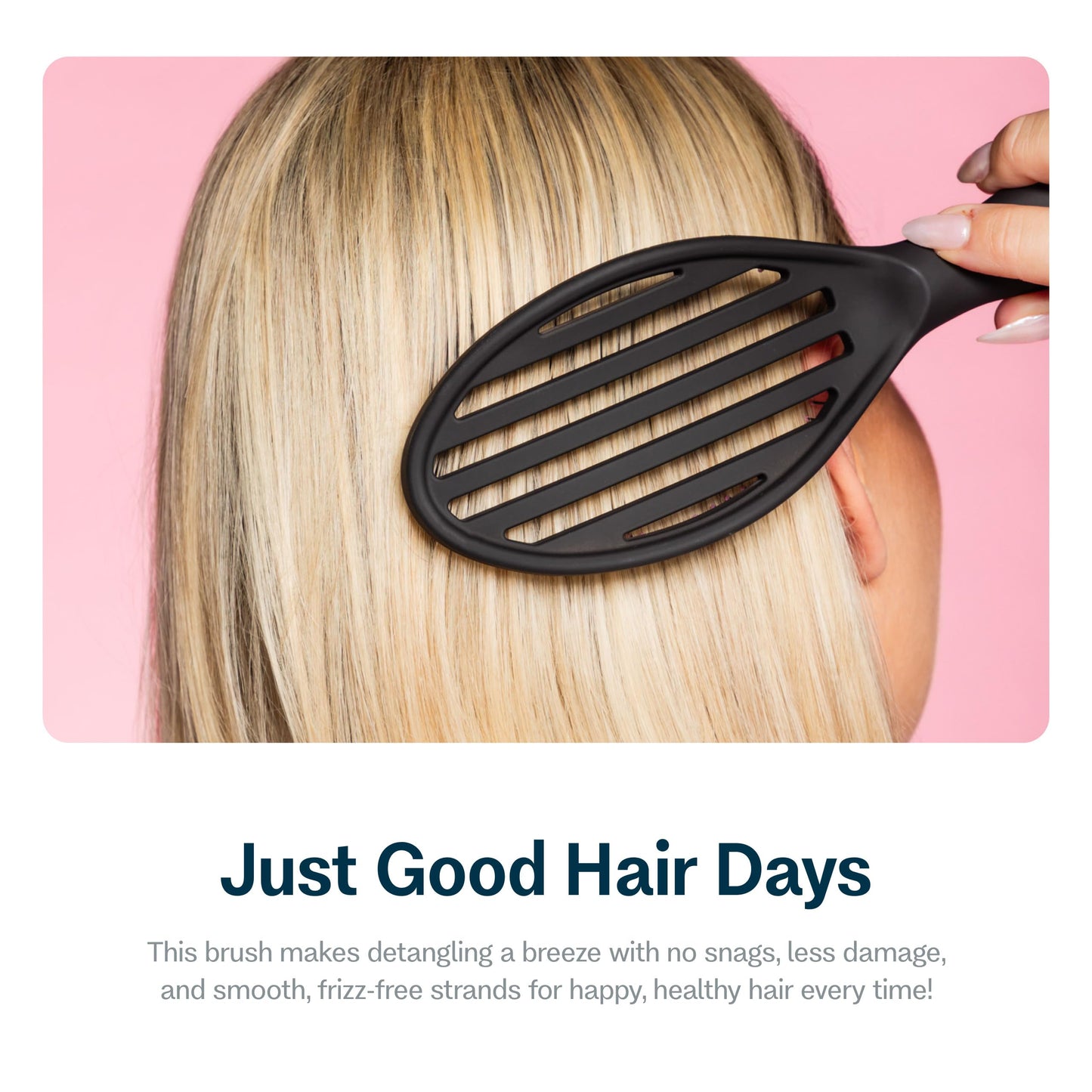 Gimme Beauty Vented Detangling Brush - Quick-Dry, Heat-Resistant Wet Brush for Thick or Thin Locks - Supports Healthy Hair - Flexible Curved Design for Fine Locks - Fine Hair