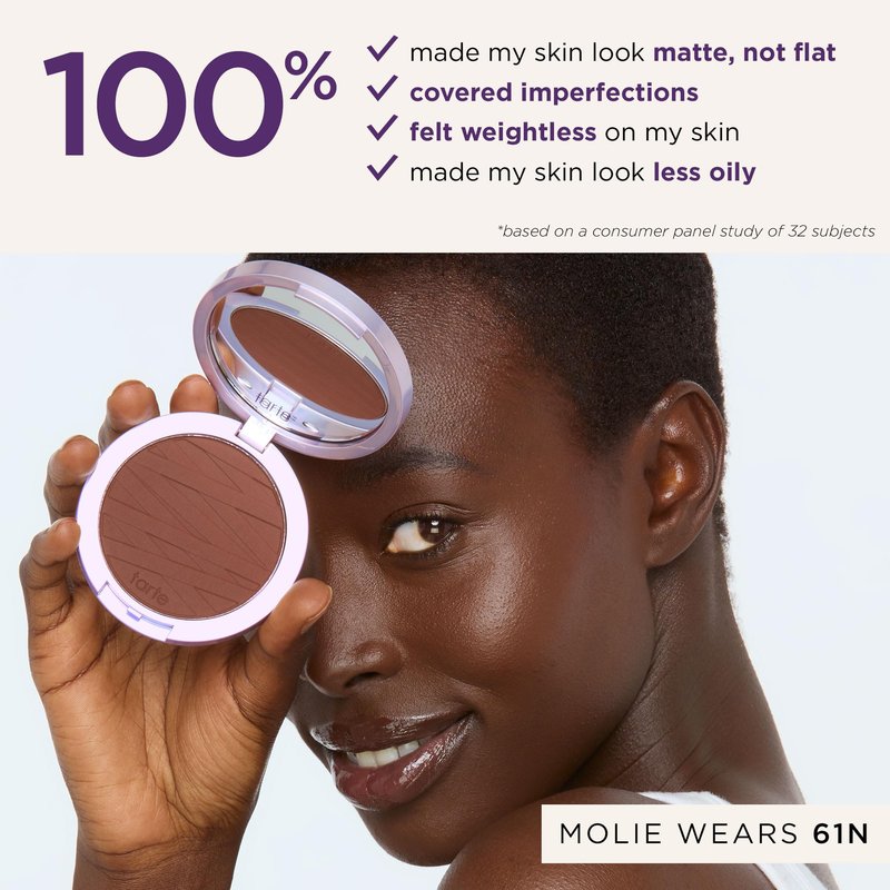 tarte face tape pressed powder – Medium-Coverage Waterproof Powder, Hyaluronic Acid & Peptides to Smooth & Set Makeup, Lightweight, Vegan & Cruelty-Free, full size, 20B light beige