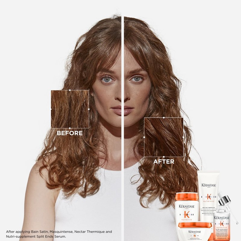 Kerastase Nectar Thermique Heat Protecting Cream - Anti-Frizz, Softness & Shine, Heat Protection, With Niacinamide, For Medium to Thick Dry Hair, 5.1 Fl Oz