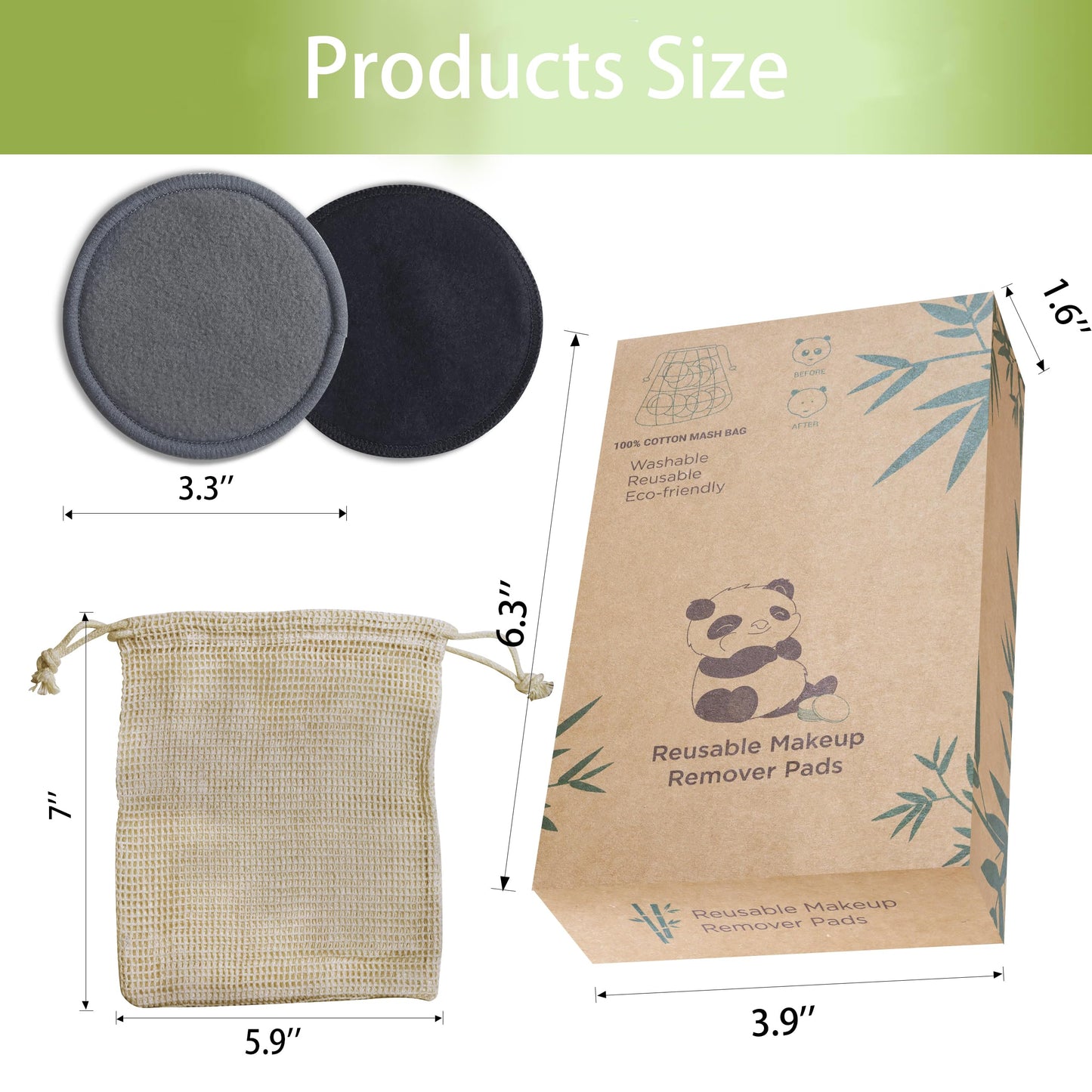 Sopurrrdy Reusable Makeup Remover Pads 20 Pack Reusable Makeup Cotton Rounds with Laundry Bag|Soft Black Cotton Makeup Remover Pads for Face