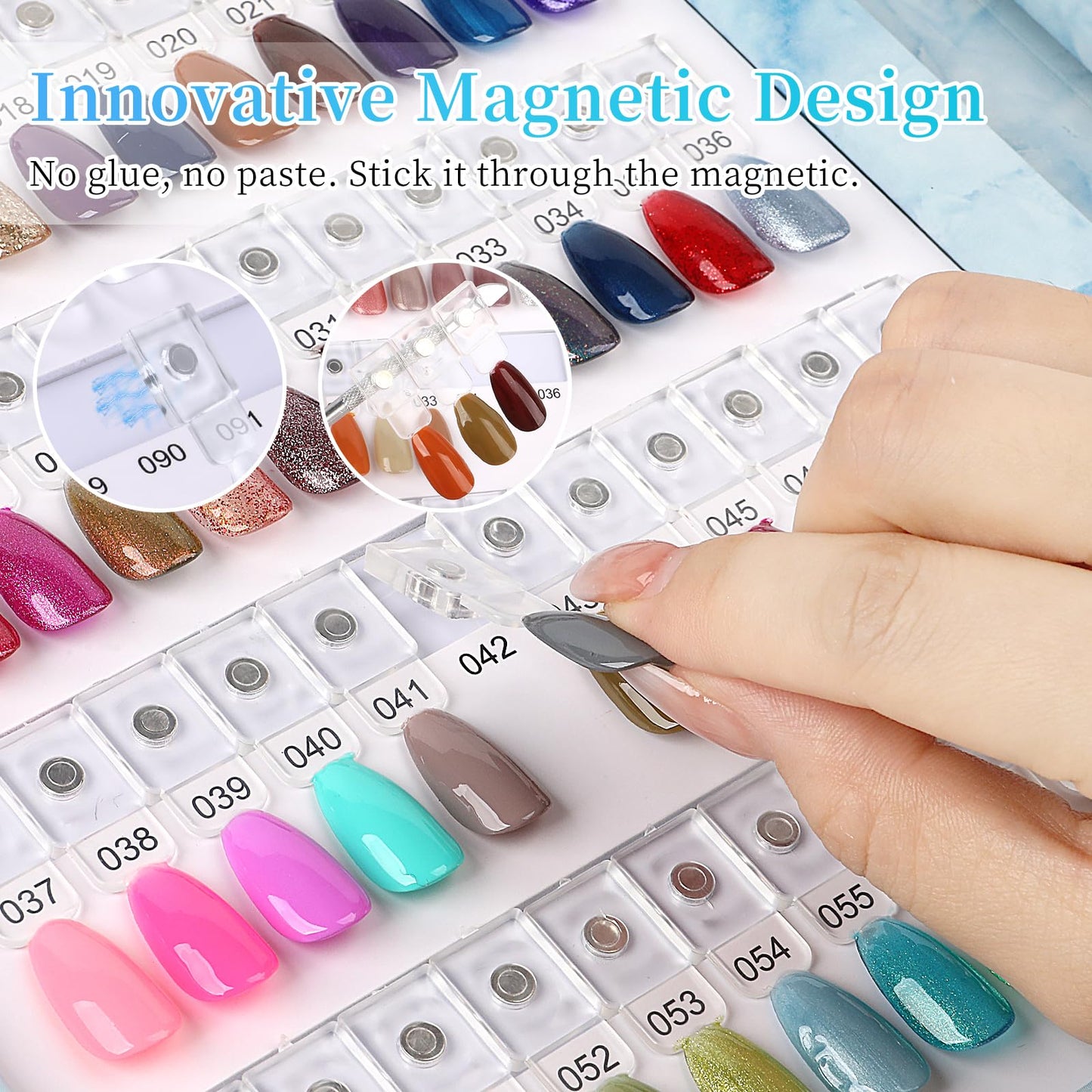 YINGJEE Nail Color Display Book Nail Swatch, Nail Sample Display Book Nail Gel Color Card Book with Transparent Replacement Nails (Coffee)