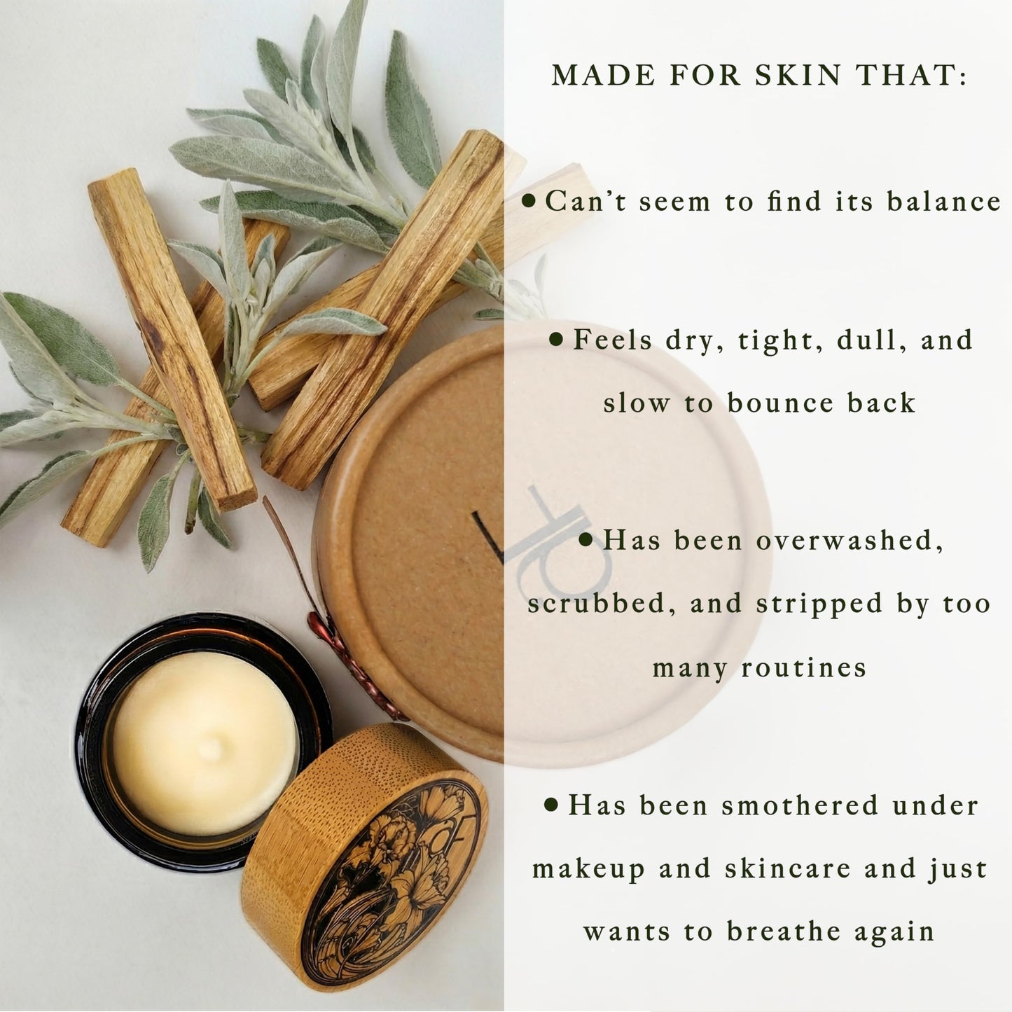 Artisanna Farms Miracle Tallow Balm - Hand-Crafted in the USA With Manuka Honey, Grass-Fed Tallow & Medicinal Plants for Healing & Nourishing All Skin Types (1 oz, Sage & Palo Santo)