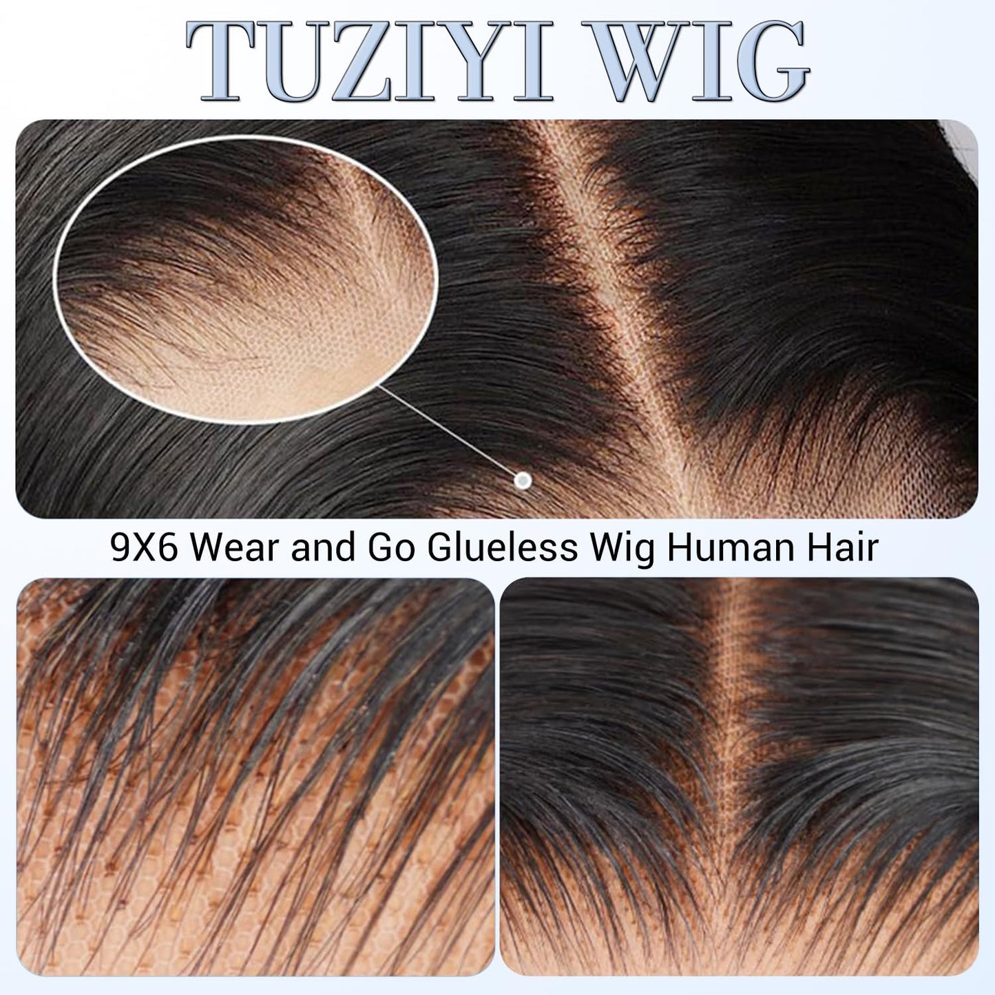 Tuziyi 14 Inch Bob Wig Human Hair 9x6 Wear and Go HD Lace Closure Glueless Wigs Human Hair Pre Plucked Pre Cut 220% Density Short Straight Bob Wig Human Hair for Black Women