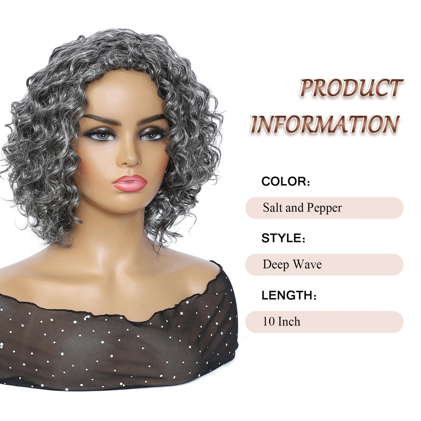 Grey Human Hair Wig for Black Women - 10 Inch Deep Wave Glueless Bob | Perfect for Daily Wear