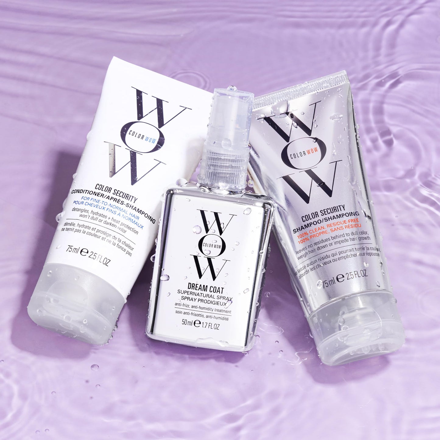 COLOR WOW Dream Smooth Travel Kit – Includes Shampoo, Conditioner and Dream Coat – Get the silky, liquidy, glossy texture of your dreams and defy humidity for days, everywhere you go