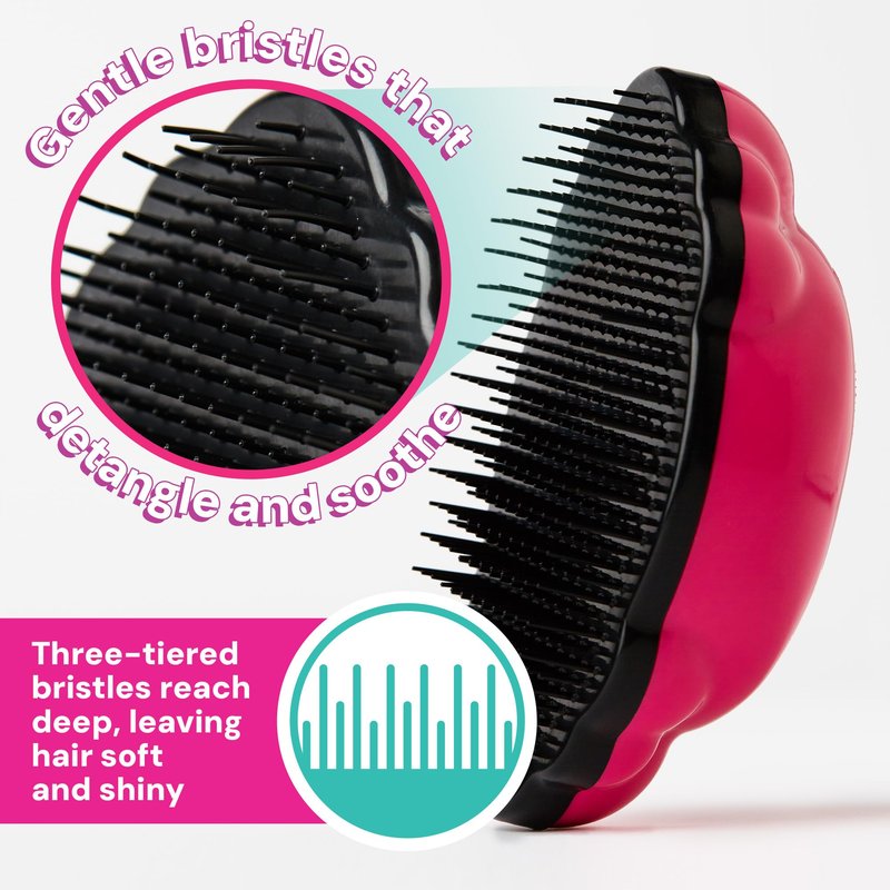 Knot Genie Teeny Detangling Hair Brush for Kids (Puff of Purple) | Perfect Detangling Brush for Curly Hair, Gently Separate Tangles, Leaves Hair Smooth and Shiny | The Pain Free Knot Detangler