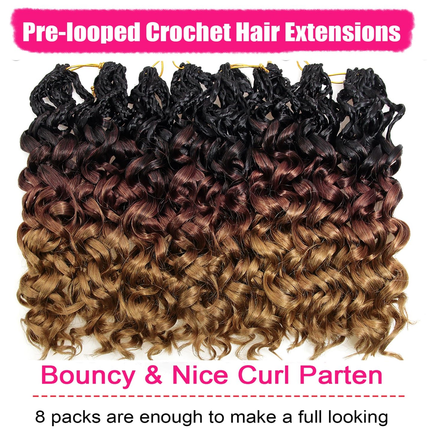 Curly Crochet Hair Pre Looped GoGo Curl Crochet Hair 14 Inch 8 Packs