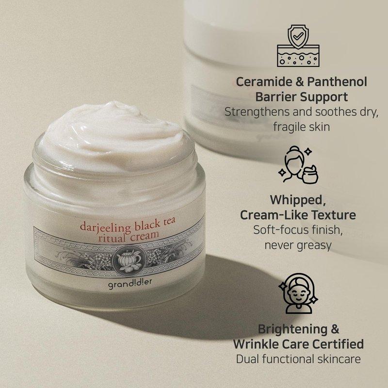 Grandidier Ritual Cream Deep Hydrating and Skin Barrier Strengthening Formula with Darjeeling Tea Extract Ceramides and Botanical Oils for Dry Sensitive Skin 65ml / 2.20 fl.oz