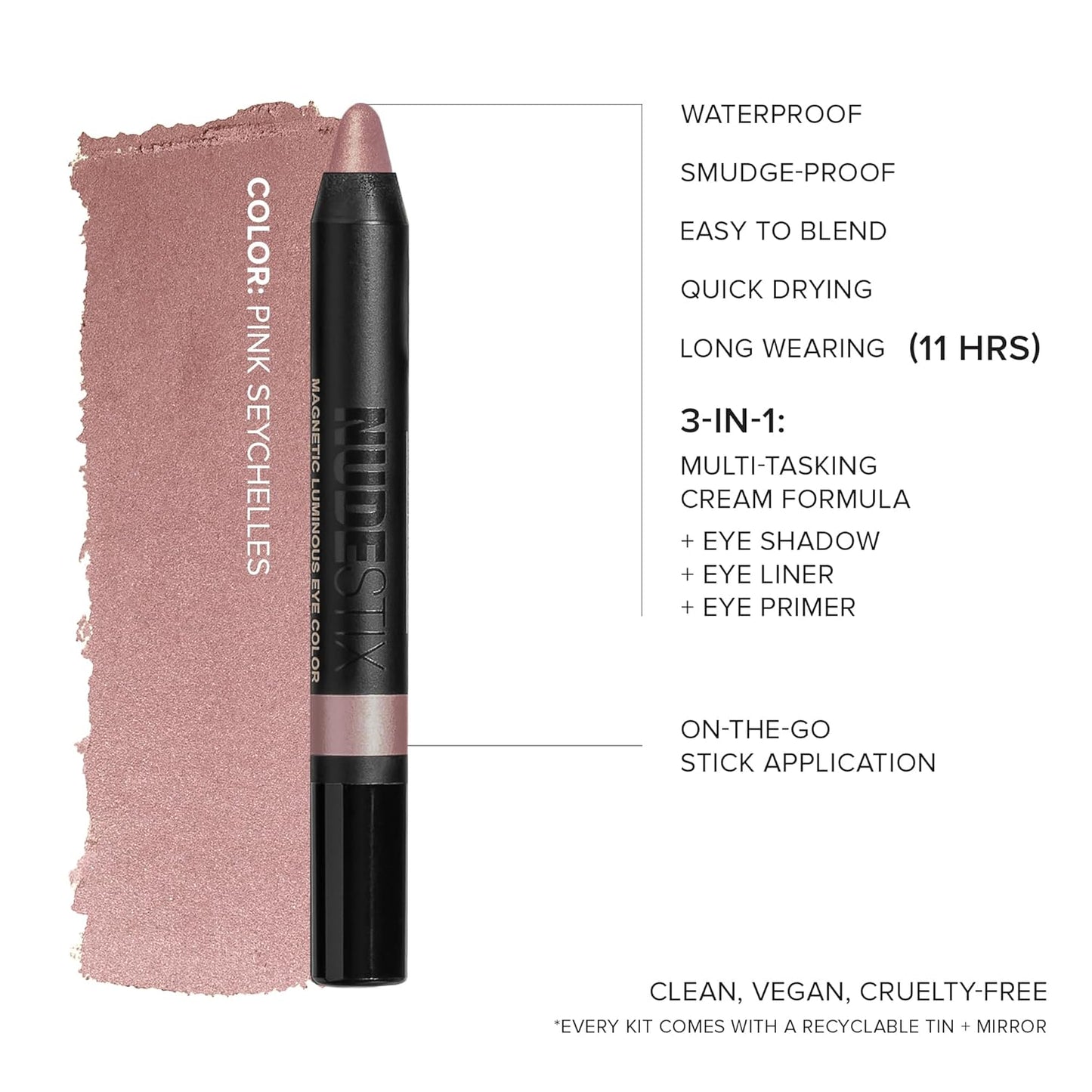 Nudestix Nude Beach Eye Palette - 6-Piece Cream Eyeshadow Crayon Set | Long-Wear Vegan Formula in Matte & Luminous Finishes | Collector Tin