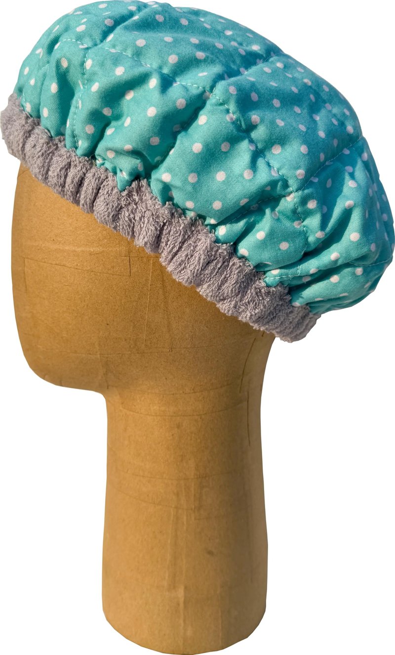 AKISS Flaxseed Deep Conditioning Heat Cap Portable Microwave Hot Bonnet Therapy Hair care Cap For Women (Grey/Dot, Large)