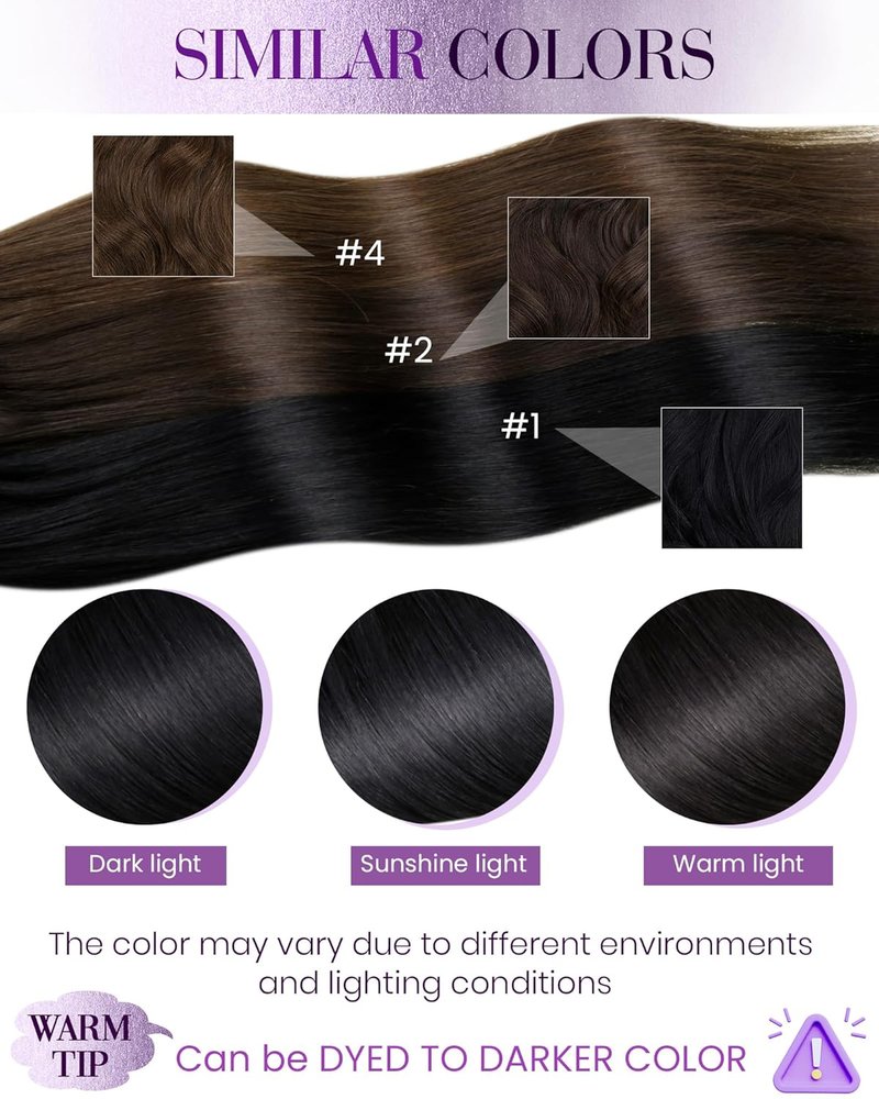 LaaVoo 18-Inch Micro Loop Hair Extensions - Black Human Hair with Keratin & Silicone Beads | 50g Stick Tip