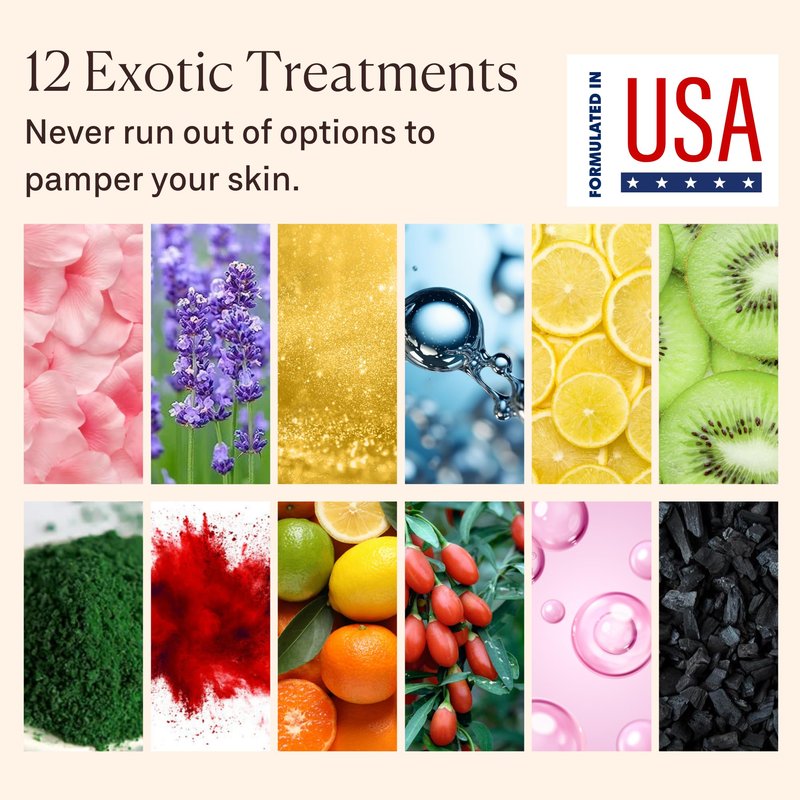 Jelly Mask for Facials - 12 Flavors Hydrating & Brightening Jelly Face Masks | Free Jade Roller & Spatula | Bulgarian Rose, Lavender, Hyaluronic Acid, 24K Gold face mask skin care |Vajacial Jelly Mask