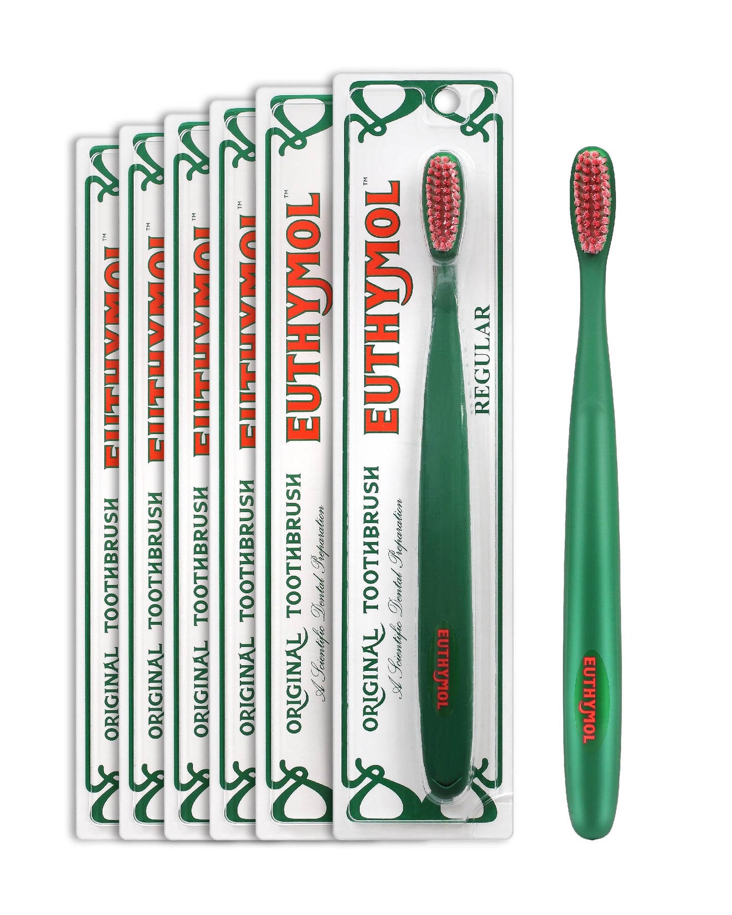 Euthymol Original Toothbrush (Classic, 6 Count) - Extra-Large, Wide, Soft Bristles for Sensitive Teeth, Gums. Effective, Gentle, Quick Cleaning.