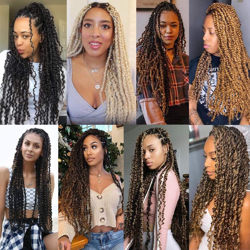 Leeven 7 Packs Passion Twist Braiding Hair for Butterfly Locs Natural Black Water Wave Crochet Passion Twist Hair for Women 30 Inch Super Long Bohemian Braids Synthetic Crochet Hair 1B#