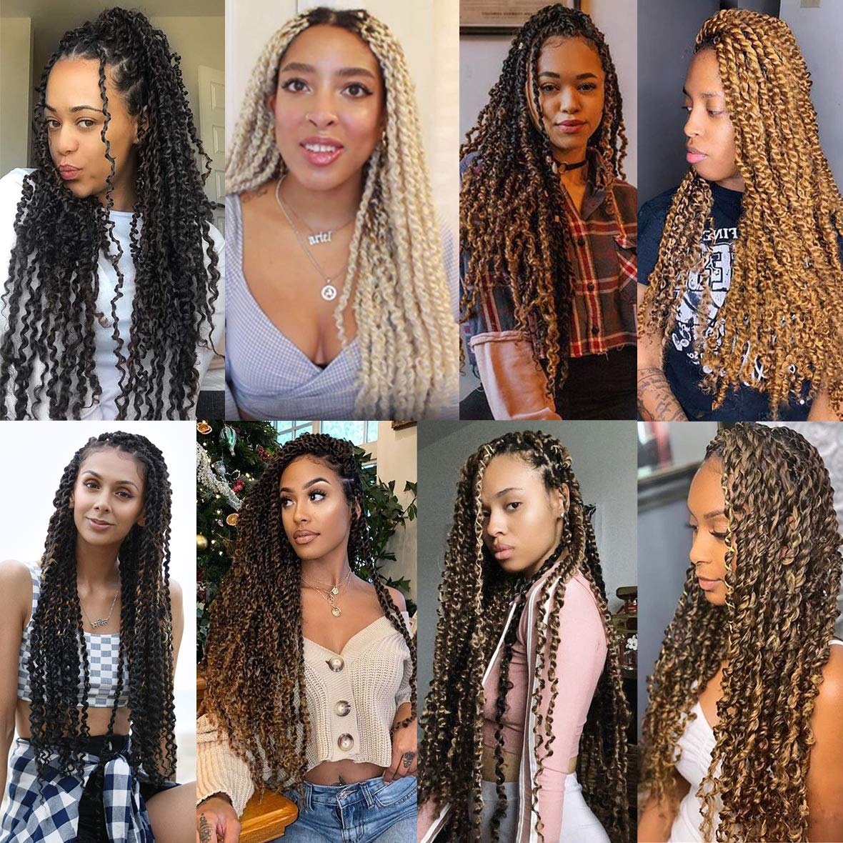 Leeven 7 Packs 24 Inch Copper Red Passion Twist Hair for Butterfly Locs Long Bohemian 350# Water Wave Passion Twists Crochet Braiding Hair 18 Strands/Pack Hot Water Setting Synthetic Braids Hair