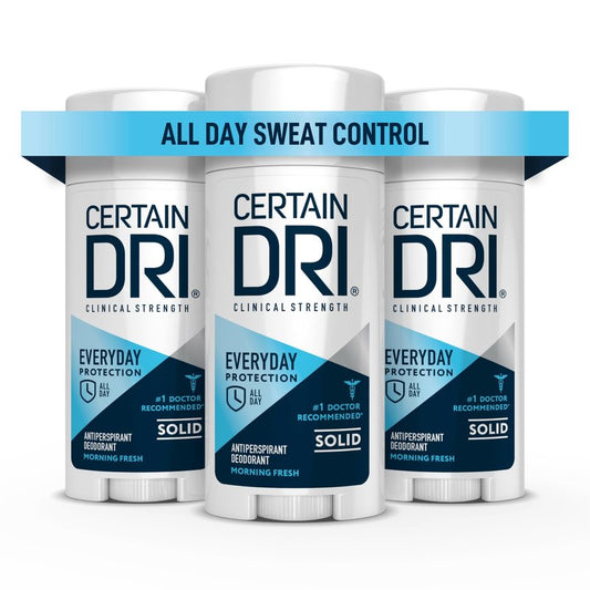 Certain Dri Everyday Strength Clinical Antiperspirant - 72-Hour Sweat & Odor Protection for Excessive Sweating - Strong Deodorant for Men & Women, Fresh Scent, Underarm Sweat Control - 2.6 oz (3 Pack)