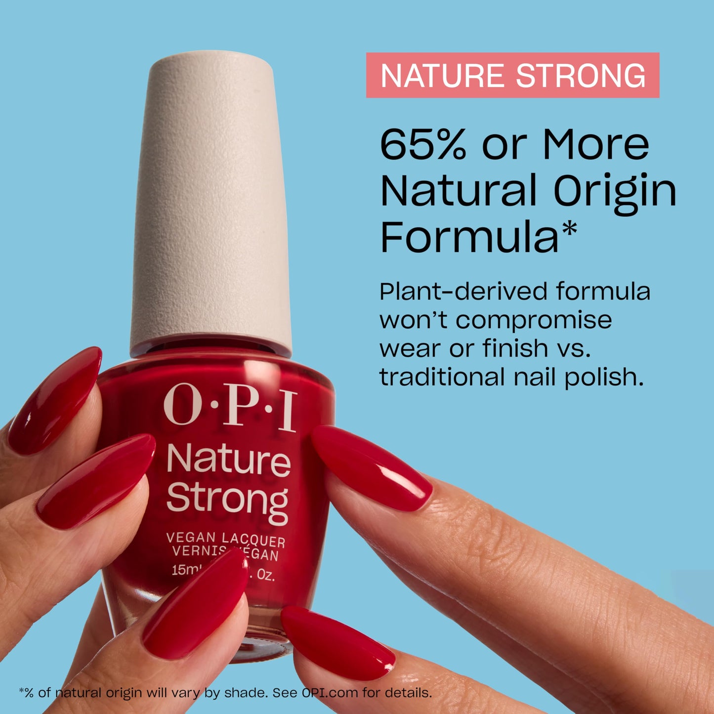 OPI Nature Strong Onyx Skies | Opaque Dark Black Crème Natural Origin Nail Polish | Plant Based, Vegan, Cruelty Free