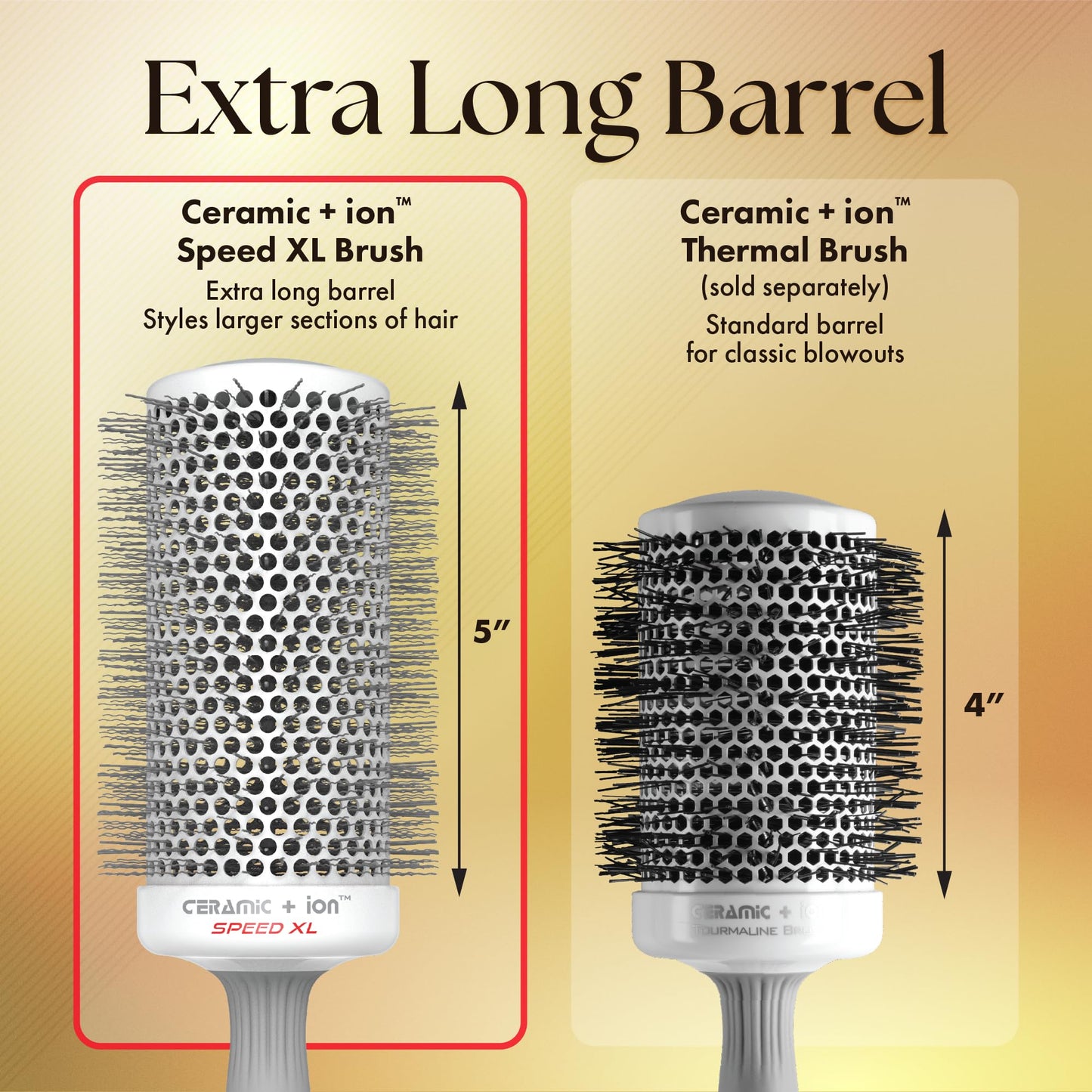 Olivia Garden Ceramic + Ion Speed XL - Extra-Long Round Thermal Hair Brush - Not Electrical - Professional Blowout Brush for Normal to Thick Hair - 3 1/2"- Diameter Barrel - CIXL-65