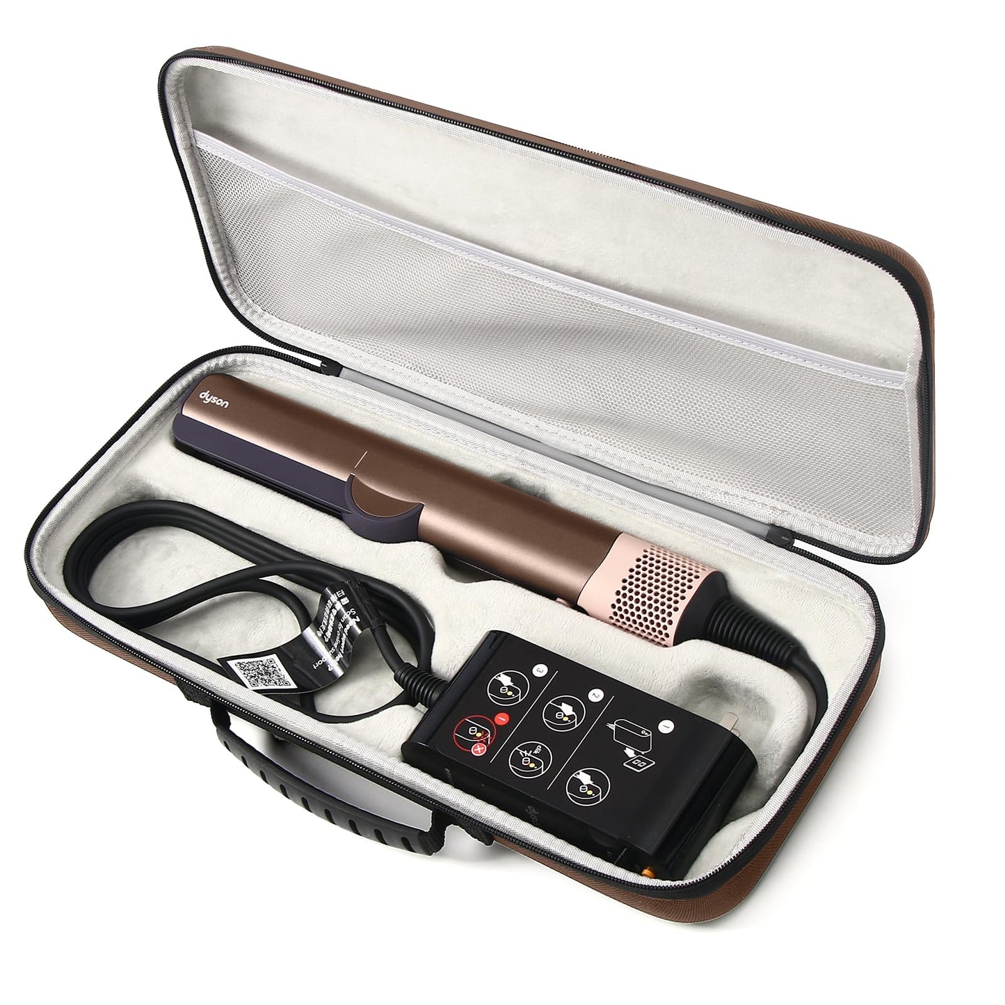 Guganas Hard travel Case Compatible with Dyson Airstrait Straightener, Carrying storage Bag for Airstrait HT01. (Brown)