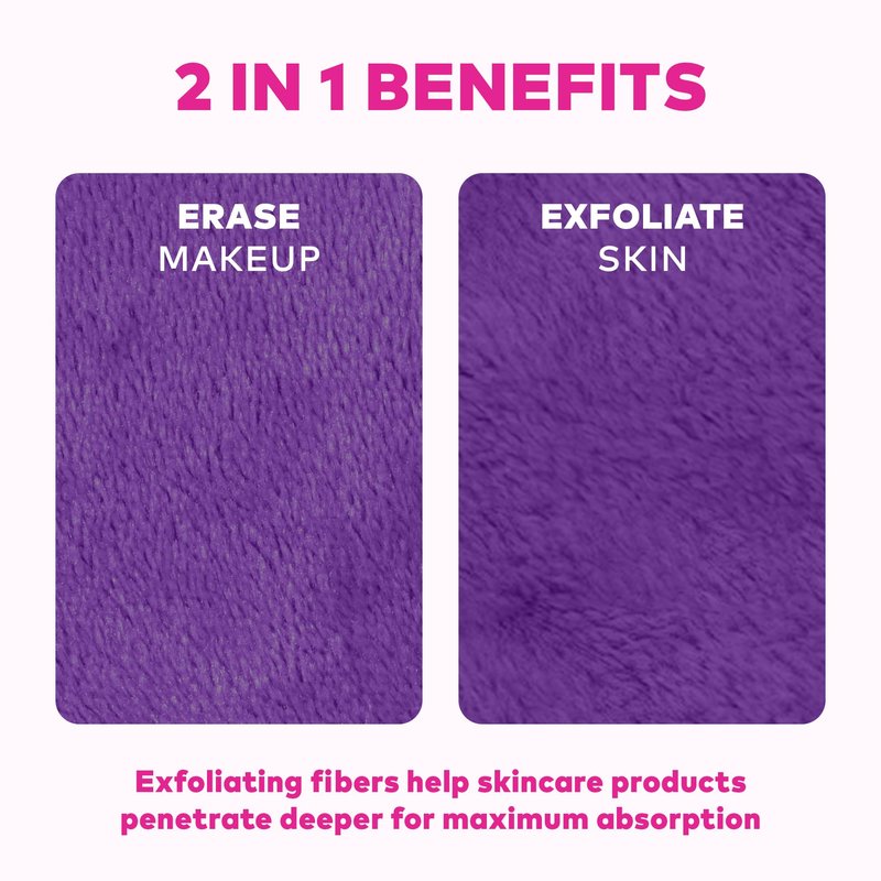 The Original MakeUp Eraser 7-Day Set, Erase All Makeup With Just Water, Including Waterproof Mascara, Eyeliner, Foundation, Lipstick, Sunscreen, and More! Queen Purple, 7ct.