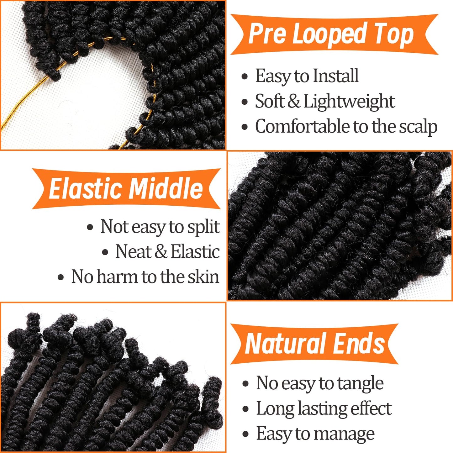 Lifabeauty 8 Packs Short Bob Spring Twist Crochet Hair 8Inch Pretwisted Passion Twist Crochet Hair Curly Pre Looped Crochet Braids Hair Kids Twist Crochet Hair for Black Women (8 Inch, 1B#)