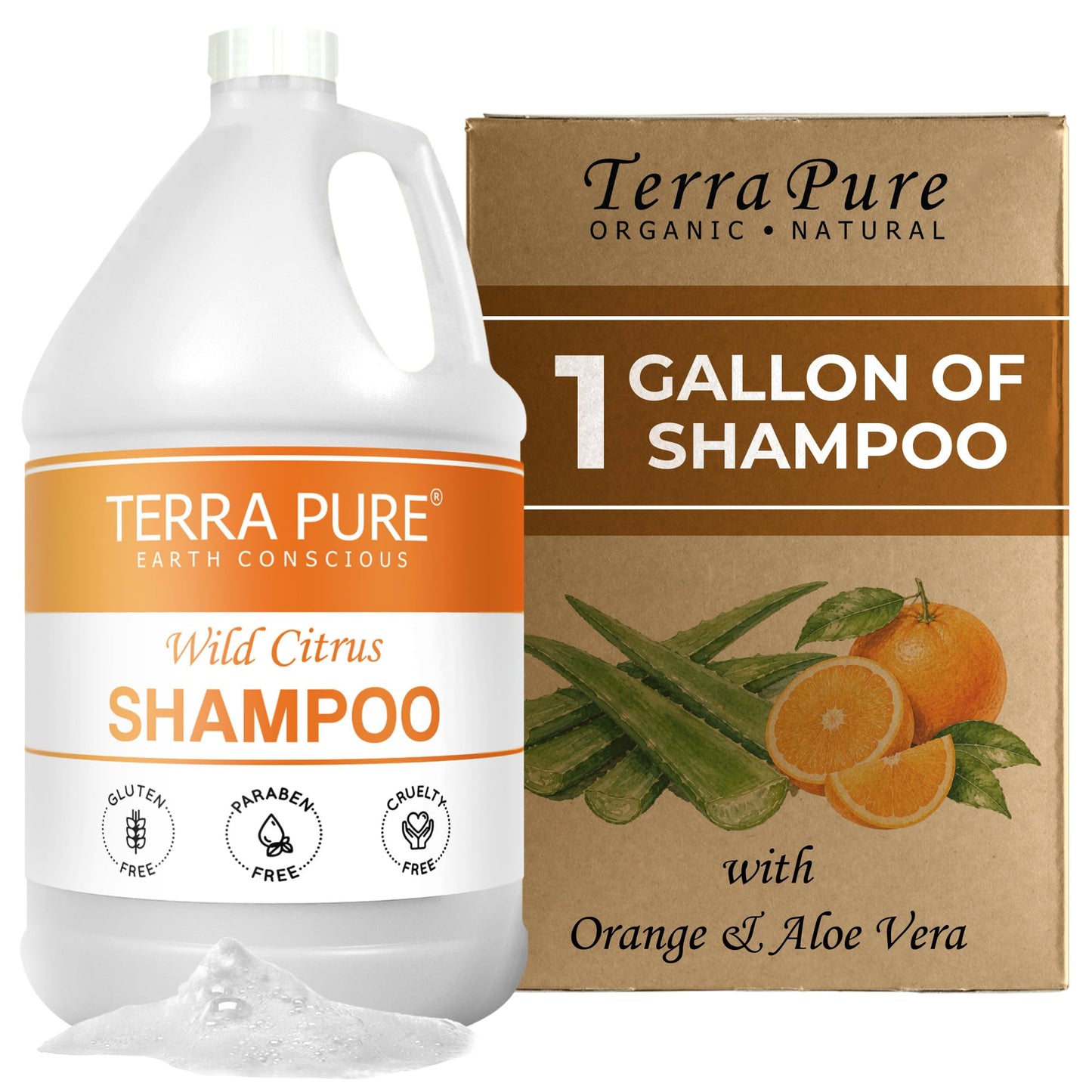 Terra Pure 1 Gallon Shampoo Luxury Hotel Toiletry Bulk Size Designed to Refill Soap Dispensers 128 oz