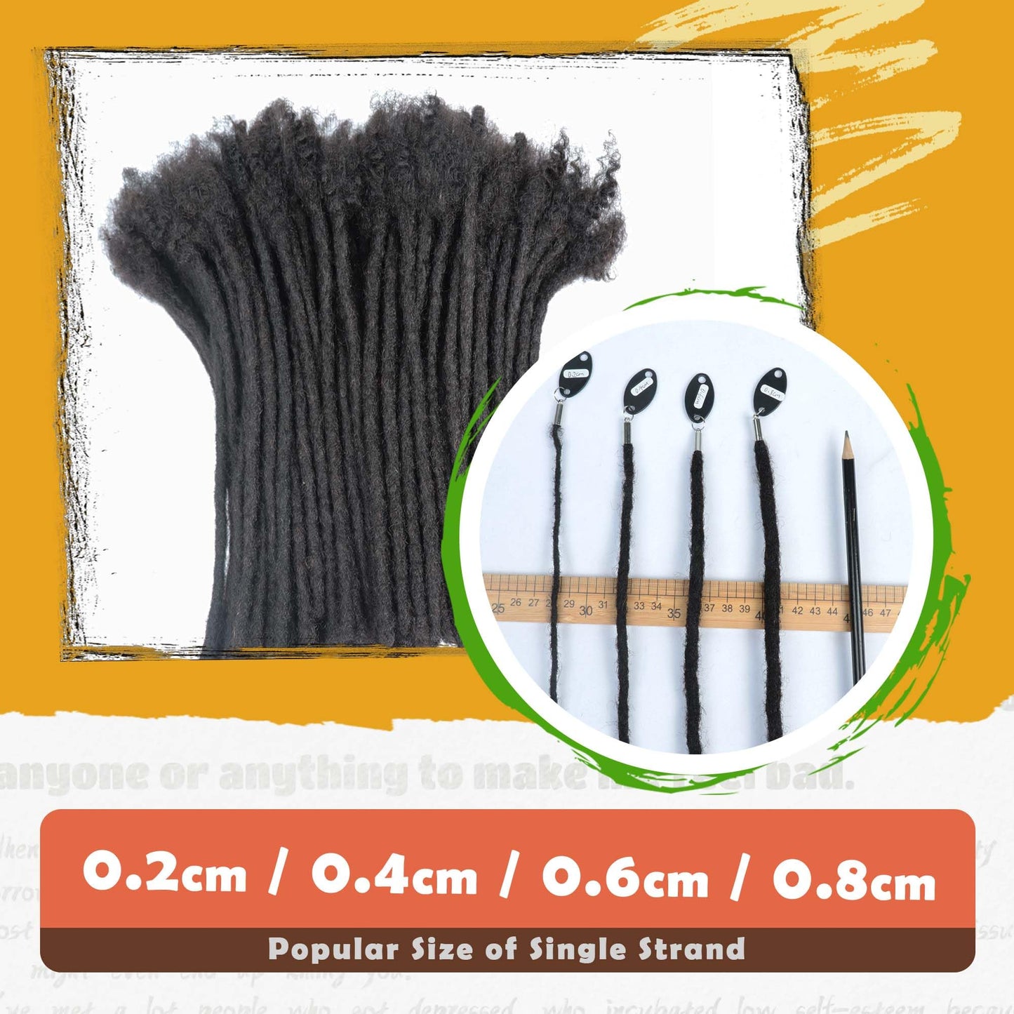 10 Inch 20 Strands Loc Extensions Human Hair for Women Men Can be Dyed Bleached Curled Twisted 100% Real Hair Full Handmade Permanent Dreadlock Extension 0.6cm Width