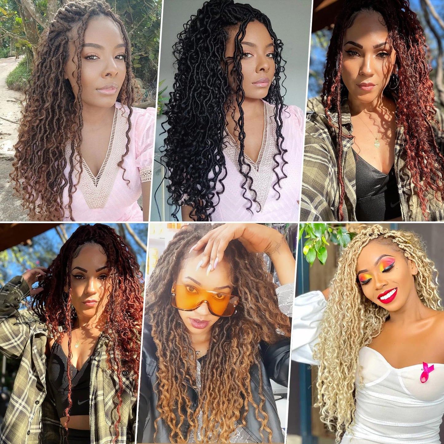 Goddess Locs Crochet Hair 18Inch 8Packs Crochet Locs,Boho Faux Locs With Curly Ends River Hippie Locs Bohemian Locs Crochet Braids(1B/27/613, 18inch(Pack of 8))