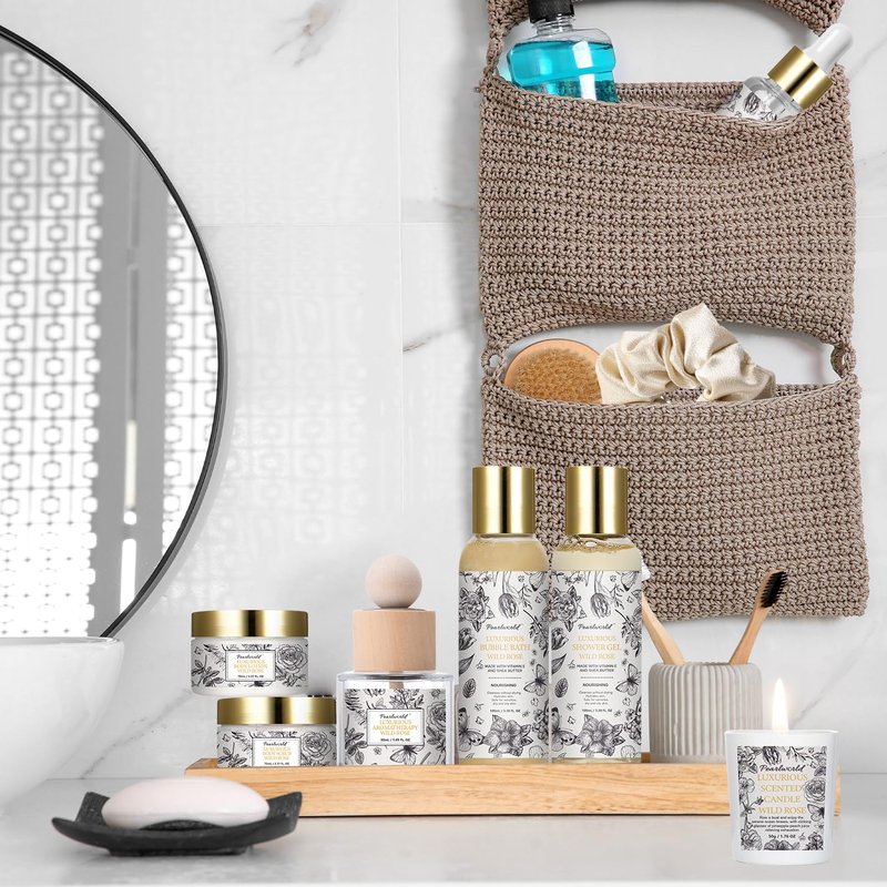Mother's Day Gifts, Spa Gift Set for Women- Luxury Rose 14 Pcs Bath Set, Home Spa Kit, Christmas Gift for Women, Birthday Gifts
