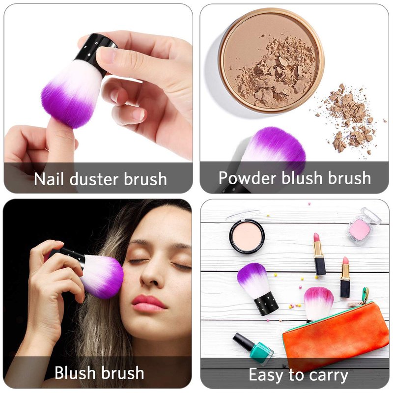 Kalolary 6Pcs Nail Art Dust Brush Remover - Powder Cleaner Kabuki Brushes for Makeup, Blush, and Nail Cleaning - Colorful Cosmetic Tools