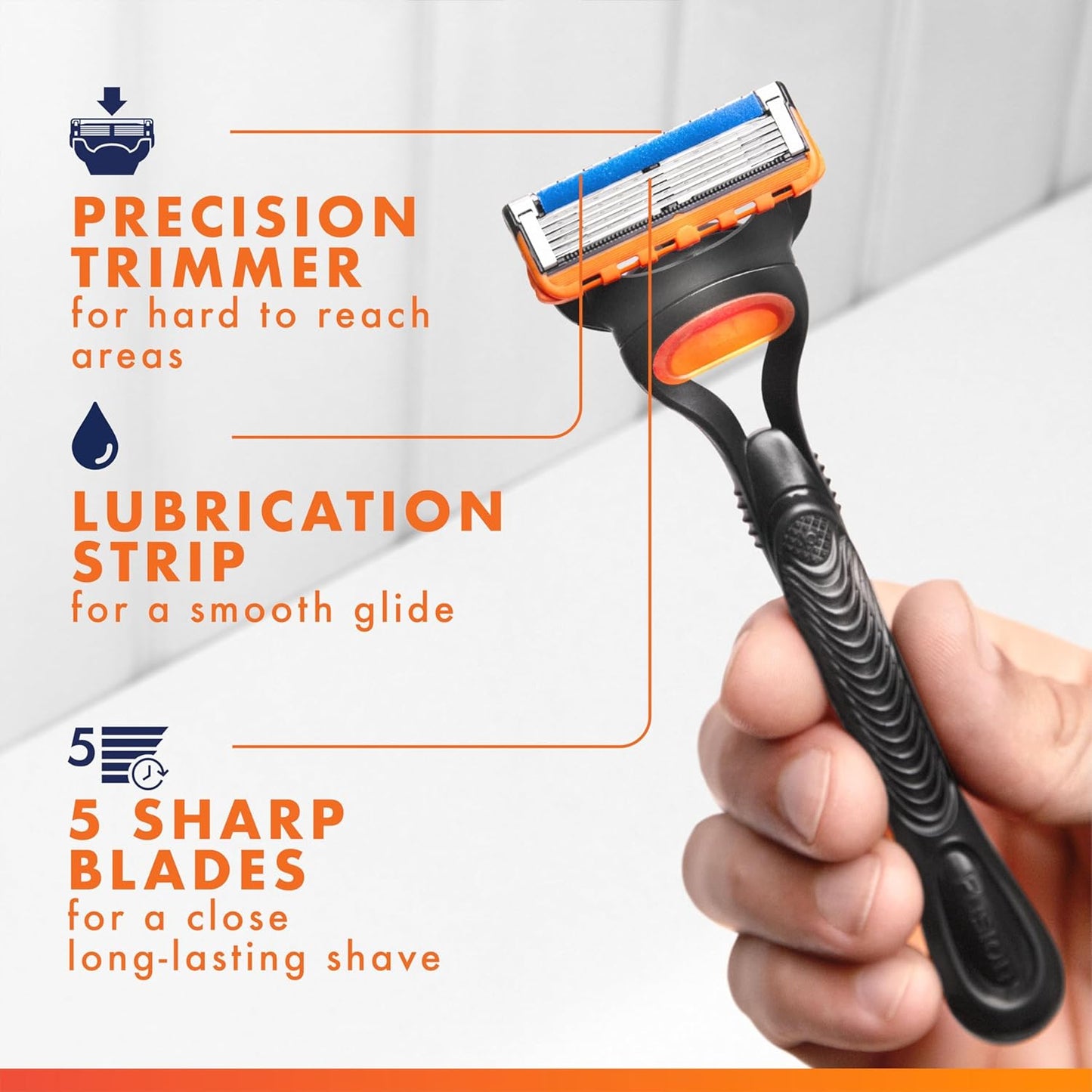 Gillette Fusion5 Razors for Men - 1 Razor & 4 Blade Refills | Lubrastrip for Comfort
