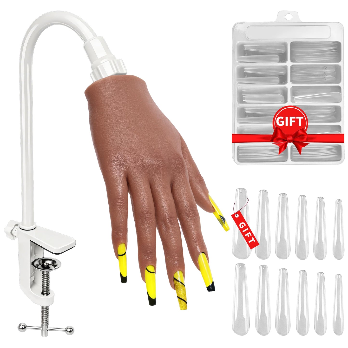 Veikmv Realistic Silicone Practice Hand for Acrylic Nails, Flex Fingers