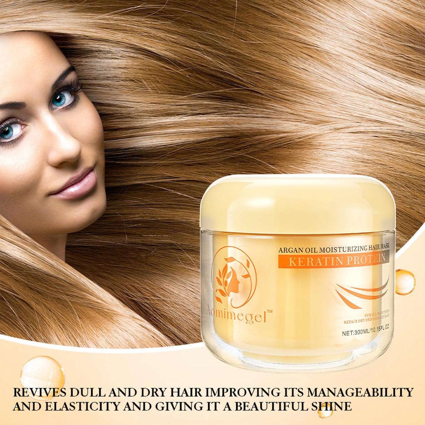 Aomimegel Collagen Hair Mask,Deep Repair Conditioning Argan Oil Hair Mask for Damaged Hair Treatment, Deep Conditioner Hydrating Hair Masque for All Hair Types 10.15 oz 300ml