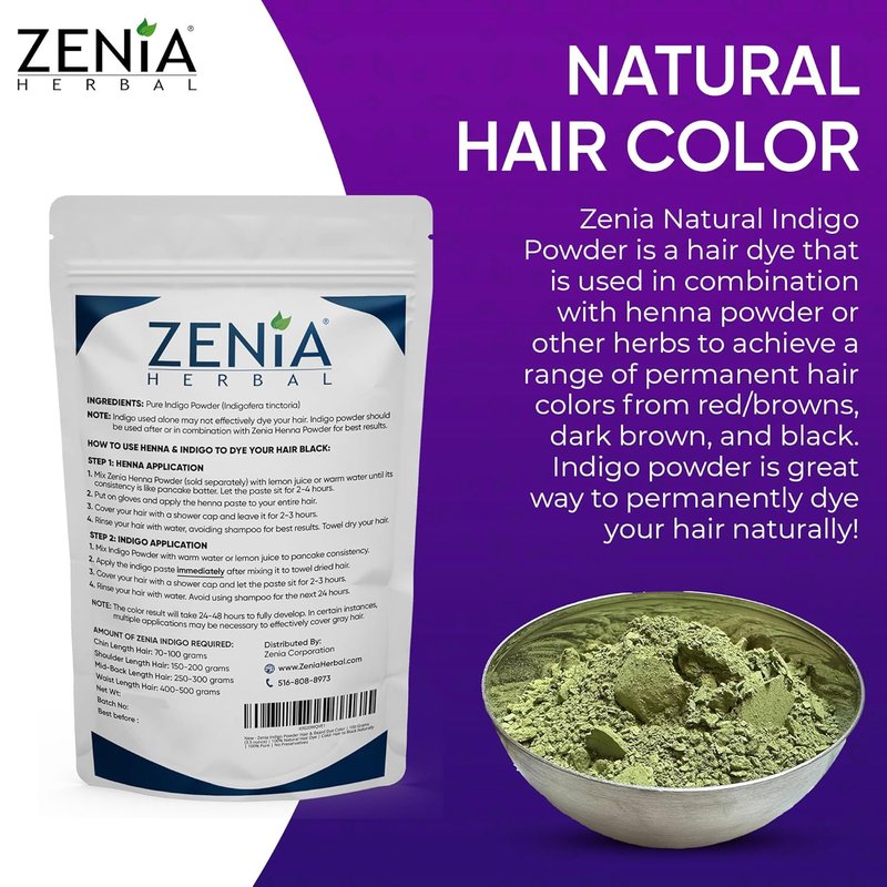 Zenia Indigo Powder - 100% Pure Natural Hair & Beard Dye | 2lbs (908g)