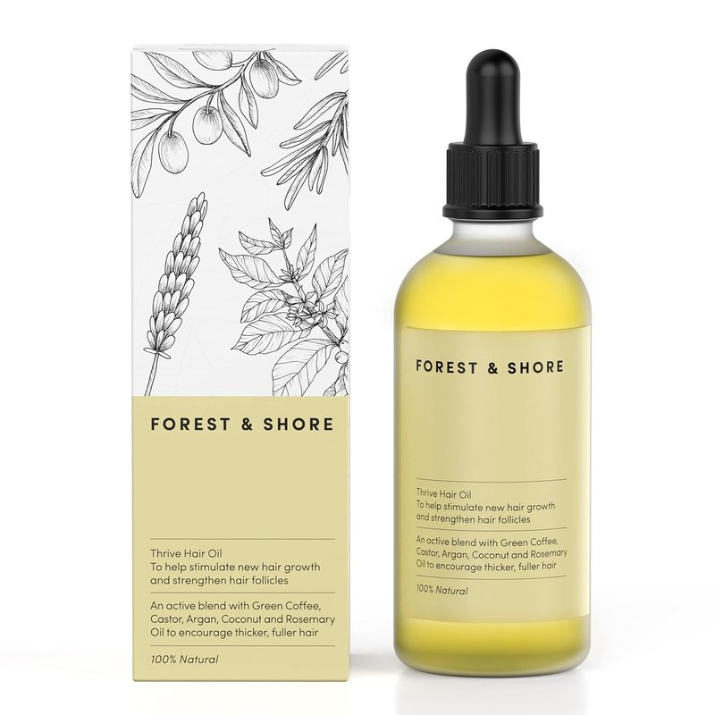 Hair Growth Oil - 100% Natural Caffeine & Biotin Serum for Damaged Hair | Argan, Castor & Rosemary Oils