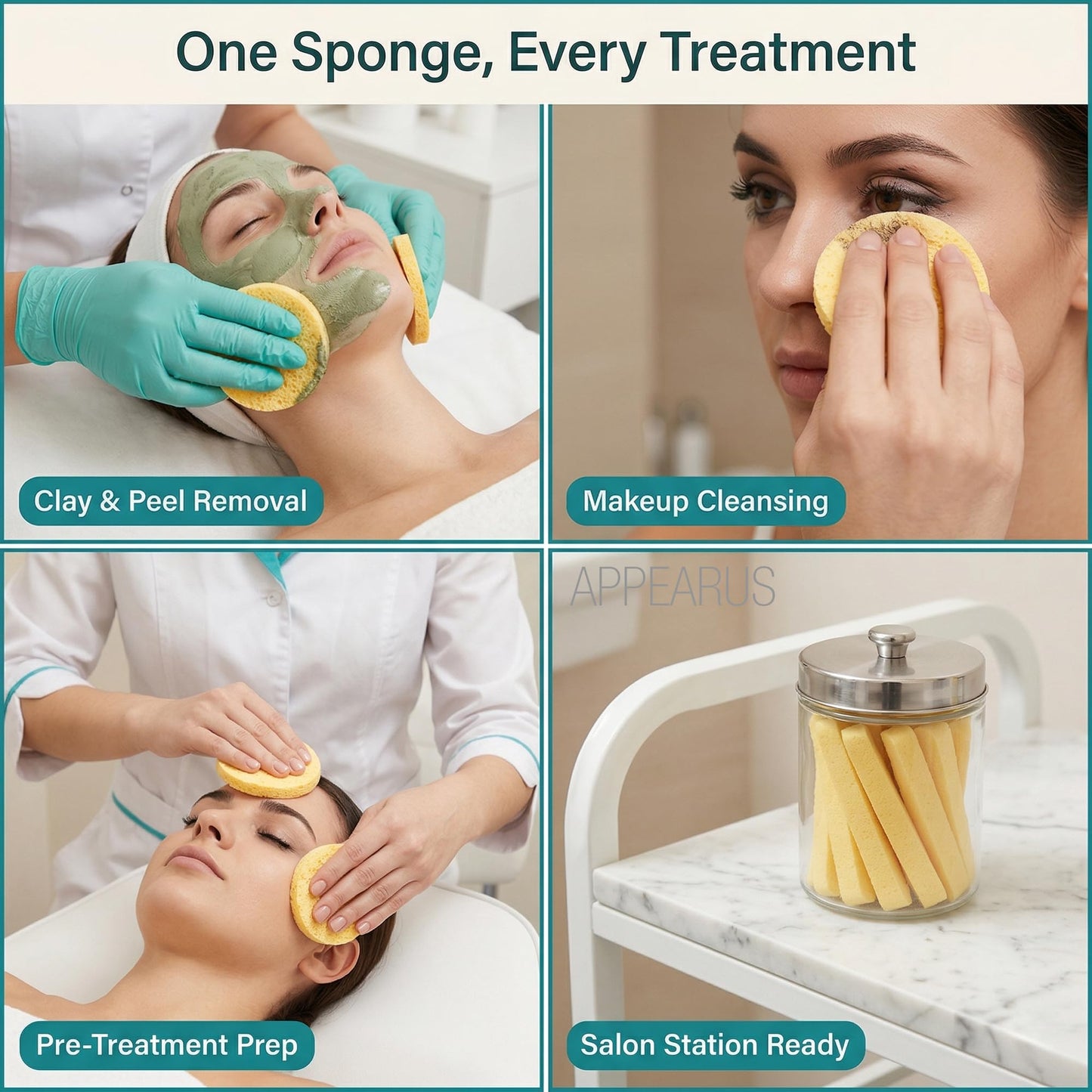 Appearus Compressed PVA Disposable Facial Sponges, Esthetician, 240 Count