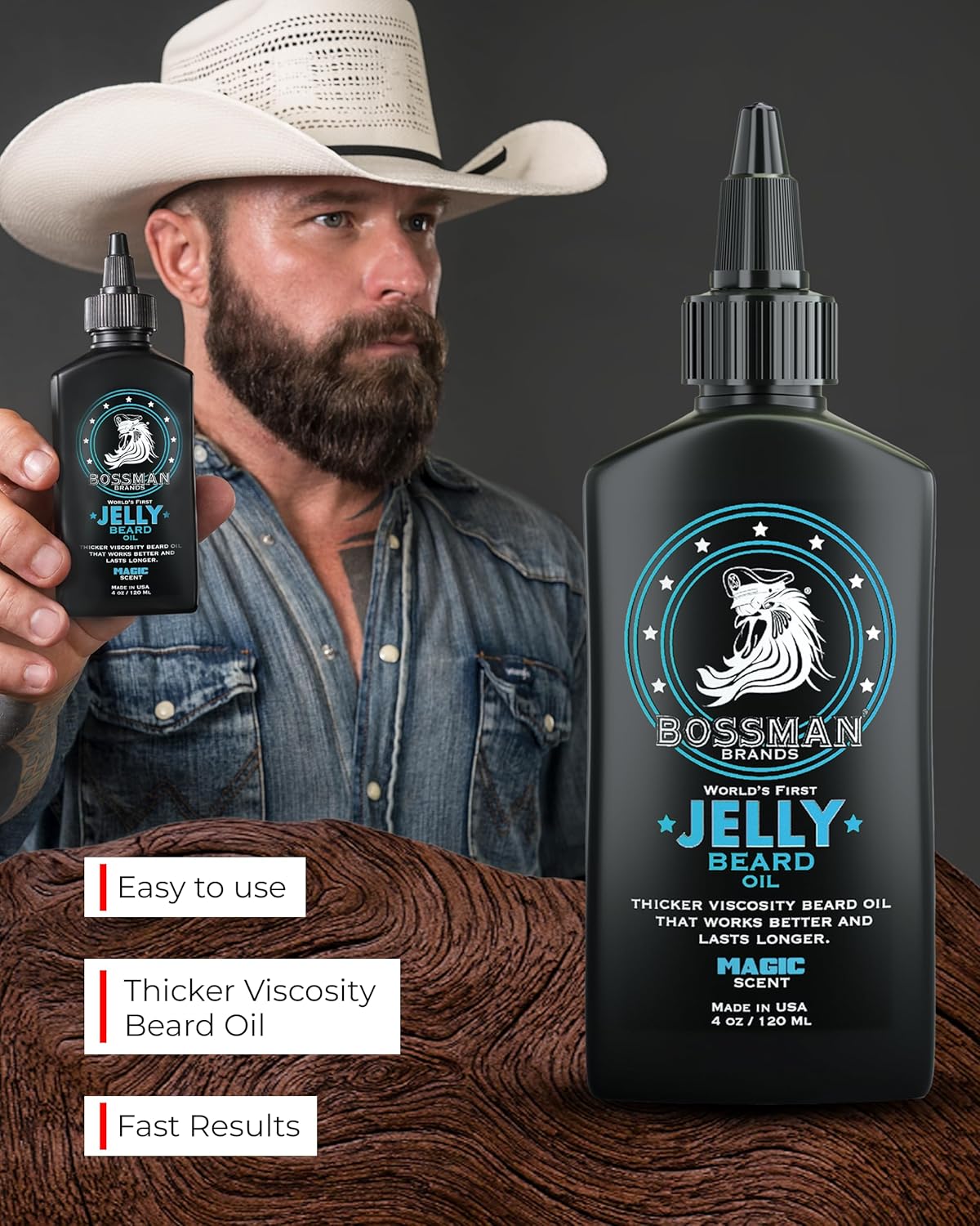 Bossman Jelly Beard Oil for Men - Softens & Conditions | 3-Pack, 12 oz Total, Magic Scent